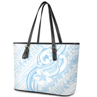 Hawaii Plumeria Lokelani Pikake Lei Leather Tote Bag Uliuli Polynesian Tattoo LT9 - Polynesian Pride