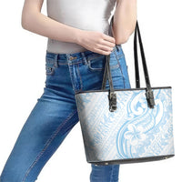 Hawaii Plumeria Lokelani Pikake Lei Leather Tote Bag Uliuli Polynesian Tattoo LT9 - Polynesian Pride