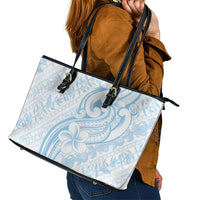 Hawaii Plumeria Lokelani Pikake Lei Leather Tote Bag Uliuli Polynesian Tattoo LT9 - Polynesian Pride
