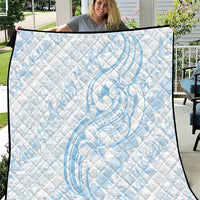 Hawaii Plumeria Lokelani Pikake Lei Quilt Uliuli Polynesian Tattoo LT9 Blue - Polynesian Pride