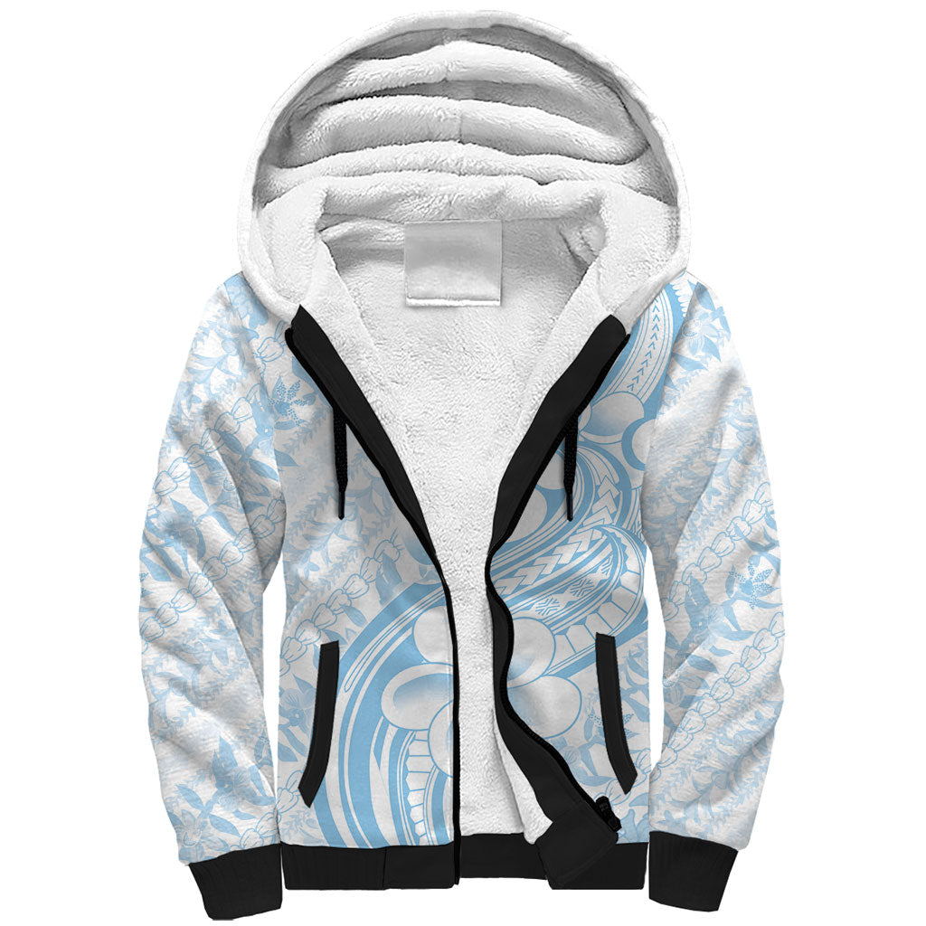 Hawaii Plumeria Lokelani Pikake Lei Sherpa Hoodie Uliuli Polynesian Tattoo