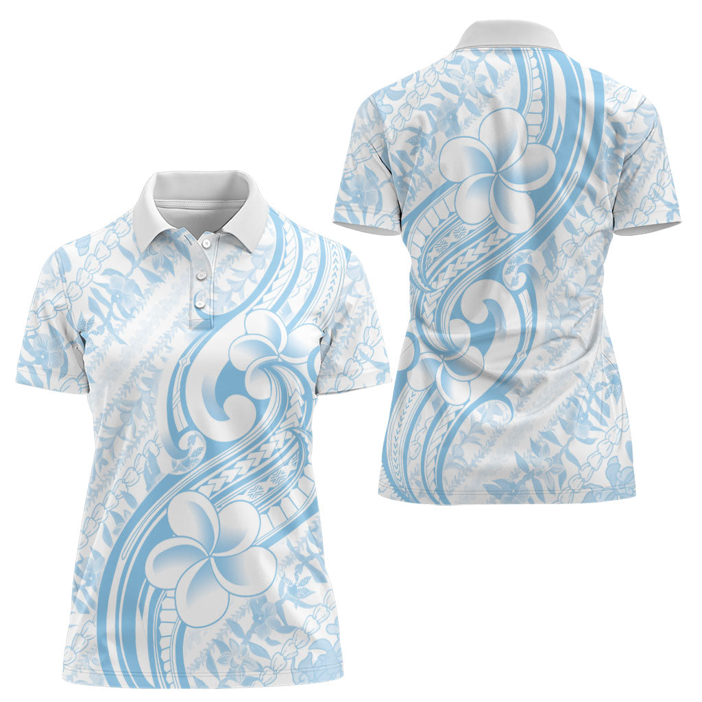 Hawaii Plumeria Lokelani Pikake Lei Women Polo Shirt Uliuli Polynesian Tattoo LT9 - Polynesian Pride