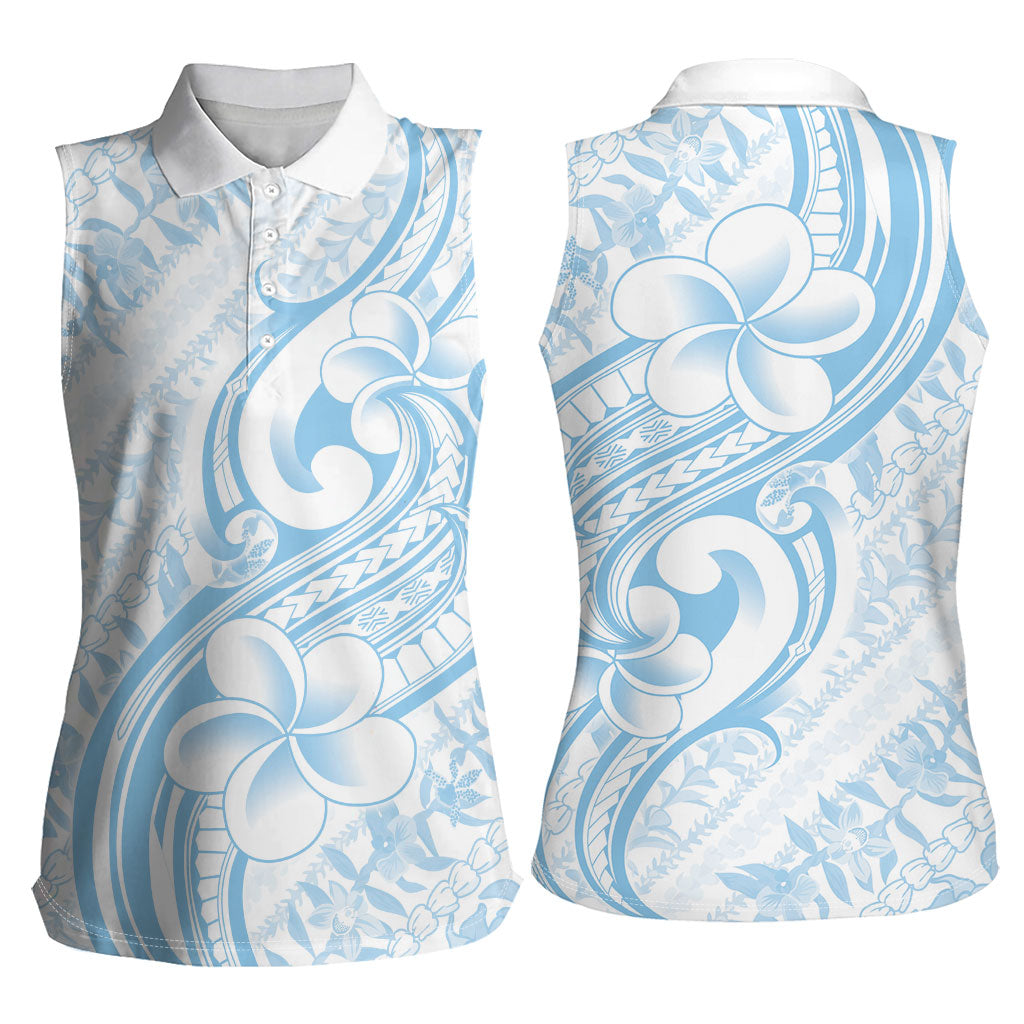 Hawaii Plumeria Lokelani Pikake Lei Women Sleeveless Polo Shirt Uliuli Polynesian Tattoo LT9 - Polynesian Pride