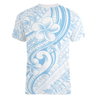 Hawaii Plumeria Lokelani Pikake Lei Women V-Neck T-Shirt Uliuli Polynesian Tattoo LT9 - Polynesian Pride