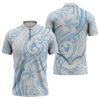 Hawaii Plumeria Lokelani Pikake Lei Zipper Polo Shirt Uliuli Polynesian Tattoo