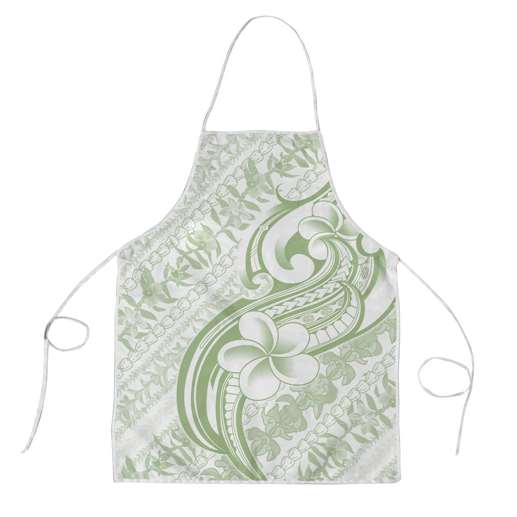 Hawaii Plumeria Lokelani Pikake Lei Apron Oma'oma'o Polynesian Tattoo LT9 Green - Polynesian Pride