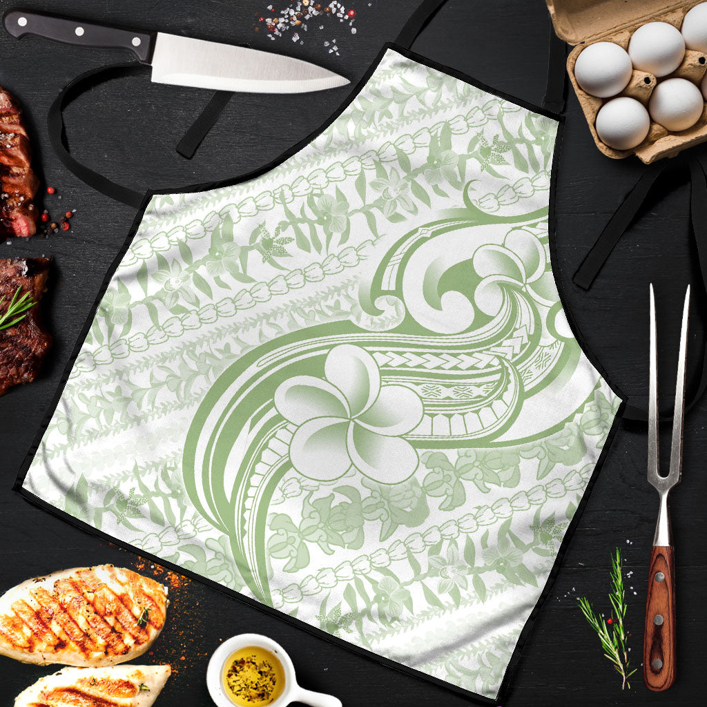 Hawaii Plumeria Lokelani Pikake Lei Apron Oma'oma'o Polynesian Tattoo LT9 Green - Polynesian Pride