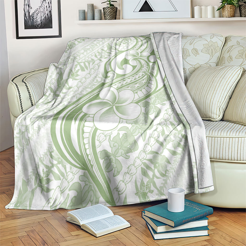 Hawaii Plumeria Lokelani Pikake Lei Blanket Oma'oma'o Polynesian Tattoo LT9 Green - Polynesian Pride