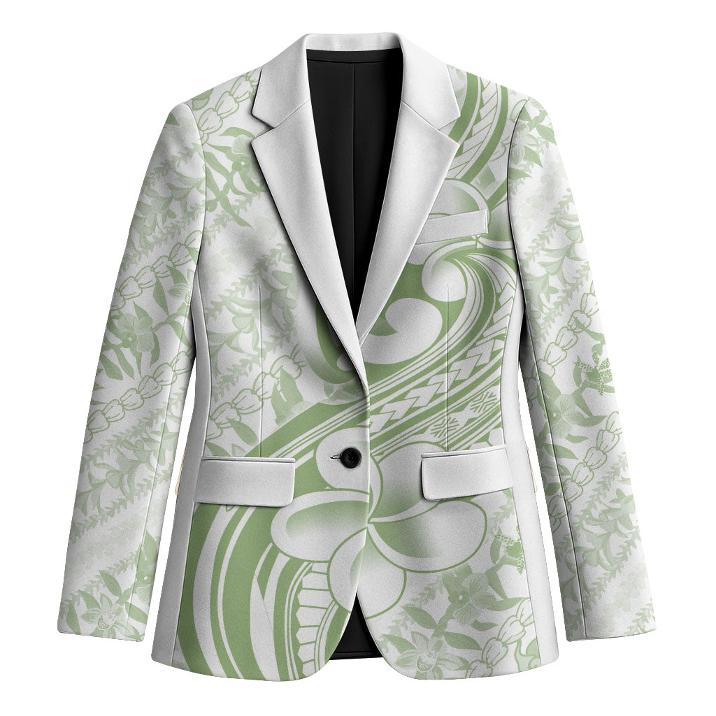 Hawaii Plumeria Lokelani Pikake Lei Blazer Oma'oma'o Polynesian Tattoo LT9 Unisex Green - Polynesian Pride