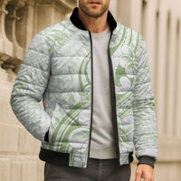 Hawaii Plumeria Lokelani Pikake Lei Bomber Puffer Jacket Oma'oma'o Polynesian Tattoo