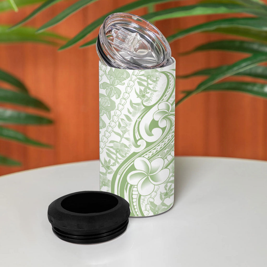 Hawaii Plumeria Lokelani Pikake Lei 4 in 1 Can Cooler Tumbler Oma'oma'o Polynesian Tattoo LT9 - Polynesian Pride