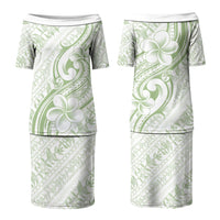 Hawaii Plumeria Lokelani Pikake Lei Couples Matching Puletasi and Long Sleeve Button Shirt Oma'oma'o Polynesian Tattoo LT9 - Polynesian Pride