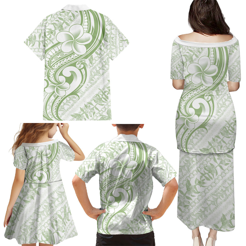 Hawaii Plumeria Lokelani Pikake Lei Family Matching Puletasi and Hawaiian Shirt Oma'oma'o Polynesian Tattoo LT9 - Polynesian Pride