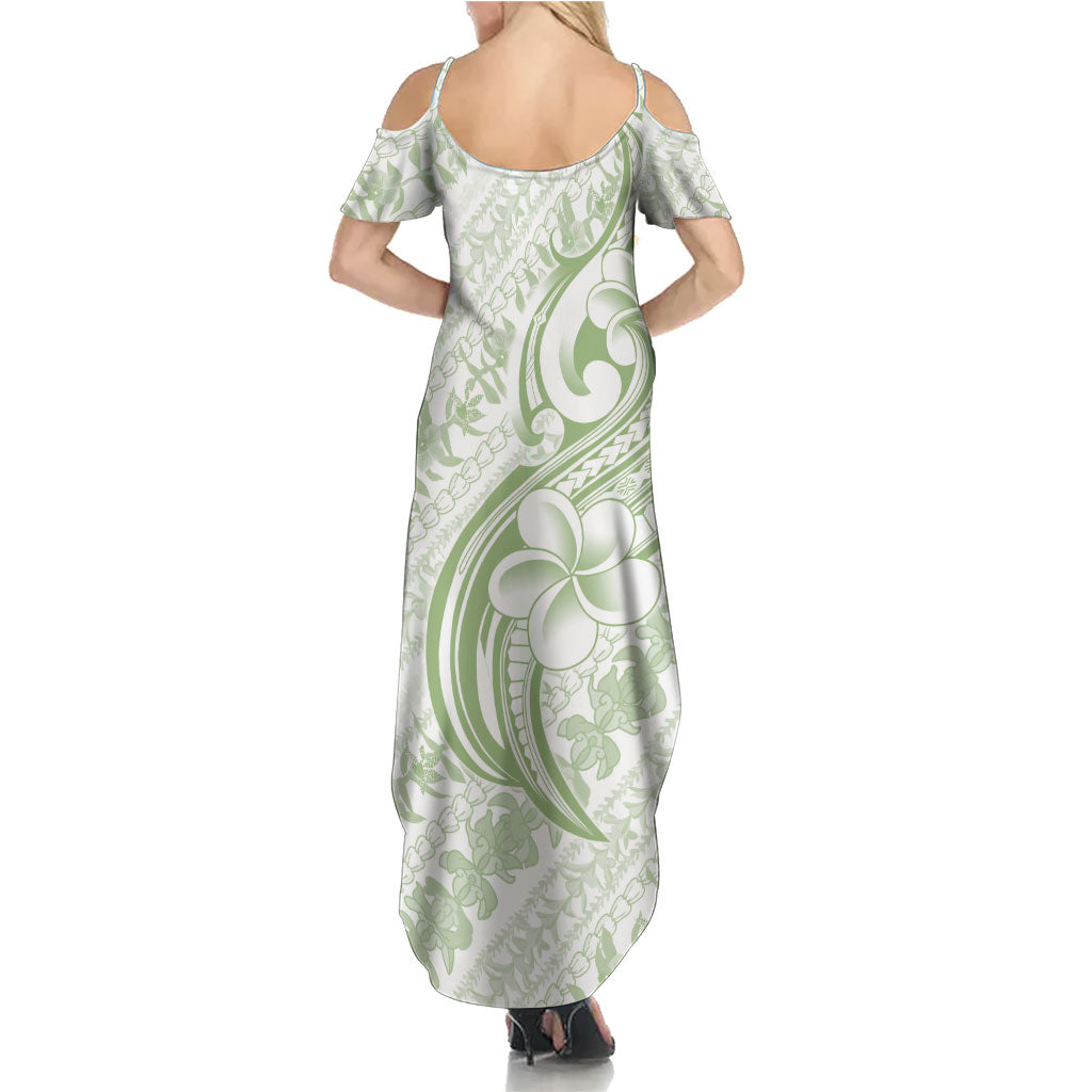 Hawaii Plumeria Lokelani Pikake Lei Family Matching Summer Maxi Dress and Hawaiian Shirt Oma'oma'o Polynesian Tattoo LT9 - Polynesian Pride
