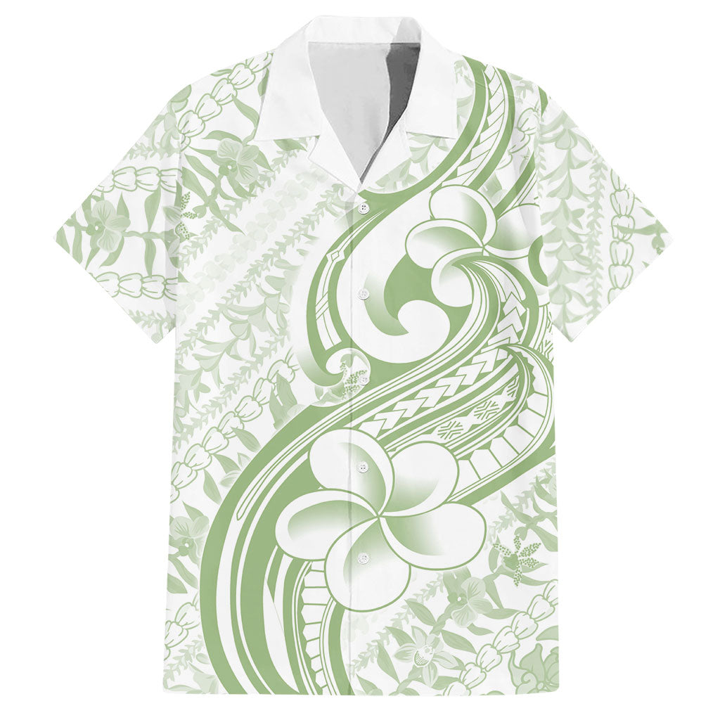 Hawaii Plumeria Lokelani Pikake Lei Hawaiian Shirt Oma'oma'o Polynesian Tattoo LT9 Green - Polynesian Pride