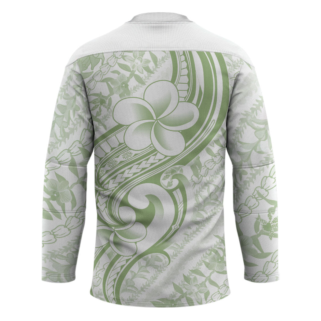 Hawaii Plumeria Lokelani Pikake Lei Hockey Jersey Oma'oma'o Polynesian Tattoo LT9 - Polynesian Pride