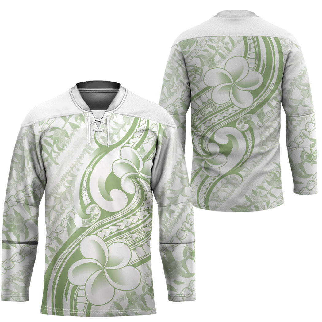 Hawaii Plumeria Lokelani Pikake Lei Hockey Jersey Oma'oma'o Polynesian Tattoo LT9 - Polynesian Pride