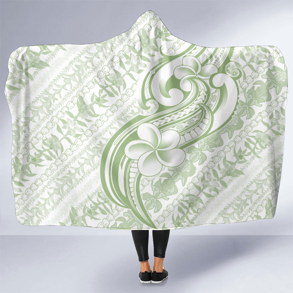 Hawaii Plumeria Lokelani Pikake Lei Hooded Blanket Oma'oma'o Polynesian Tattoo