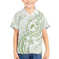 Hawaii Plumeria Lokelani Pikake Lei Kid Hawaiian Shirt Oma'oma'o Polynesian Tattoo LT9 Kid Green - Polynesian Pride