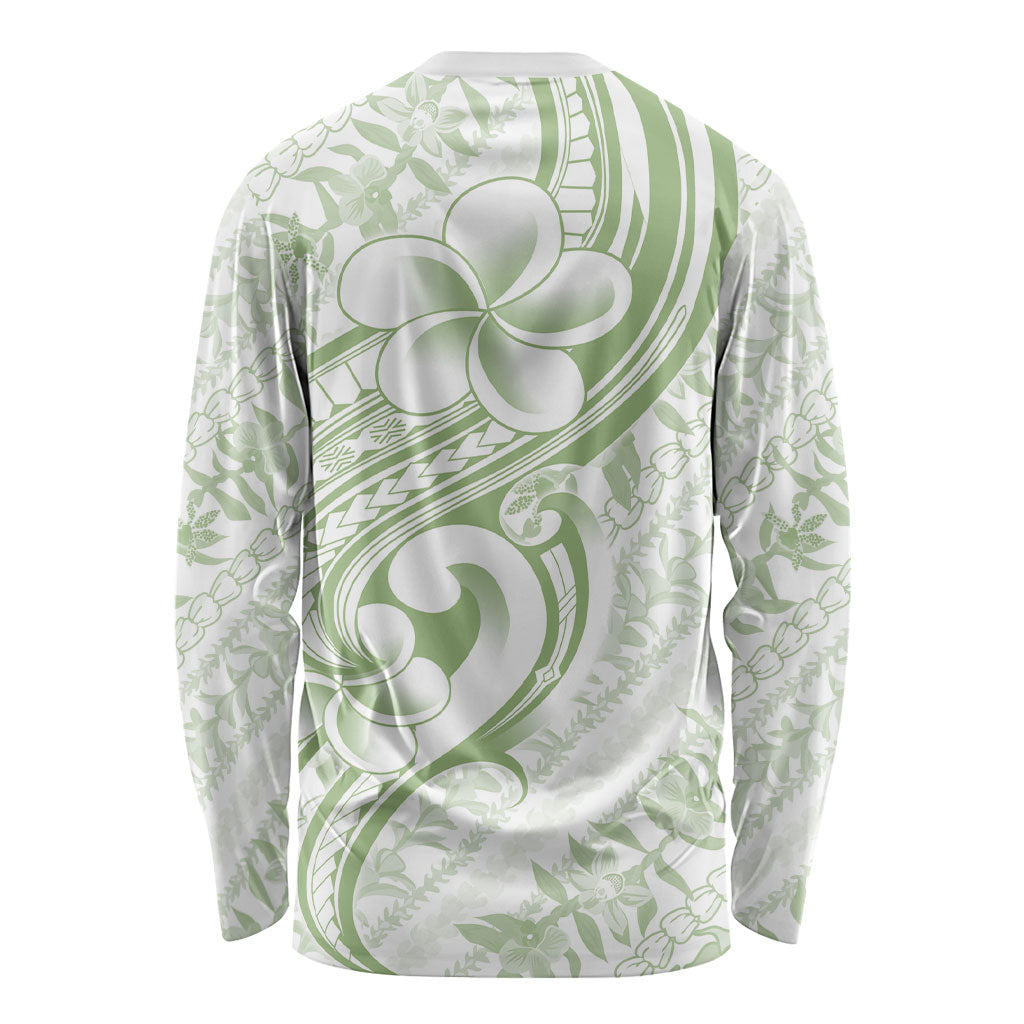 Hawaii Plumeria Lokelani Pikake Lei Long Sleeve Shirt Oma'oma'o Polynesian Tattoo LT9 - Polynesian Pride