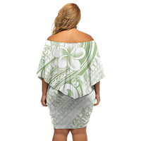 Hawaii Plumeria Lokelani Pikake Lei Off Shoulder Short Dress Oma'oma'o Polynesian Tattoo LT9 - Polynesian Pride