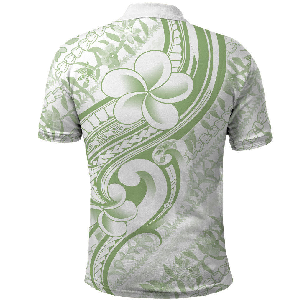 Hawaii Plumeria Lokelani Pikake Lei Polo Shirt Oma'oma'o Polynesian Tattoo LT9 - Polynesian Pride