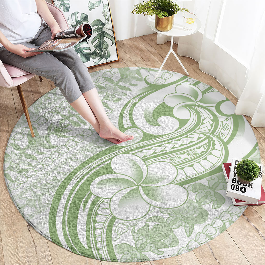 Hawaii Plumeria Lokelani Pikake Lei Round Carpet Oma'oma'o Polynesian Tattoo
