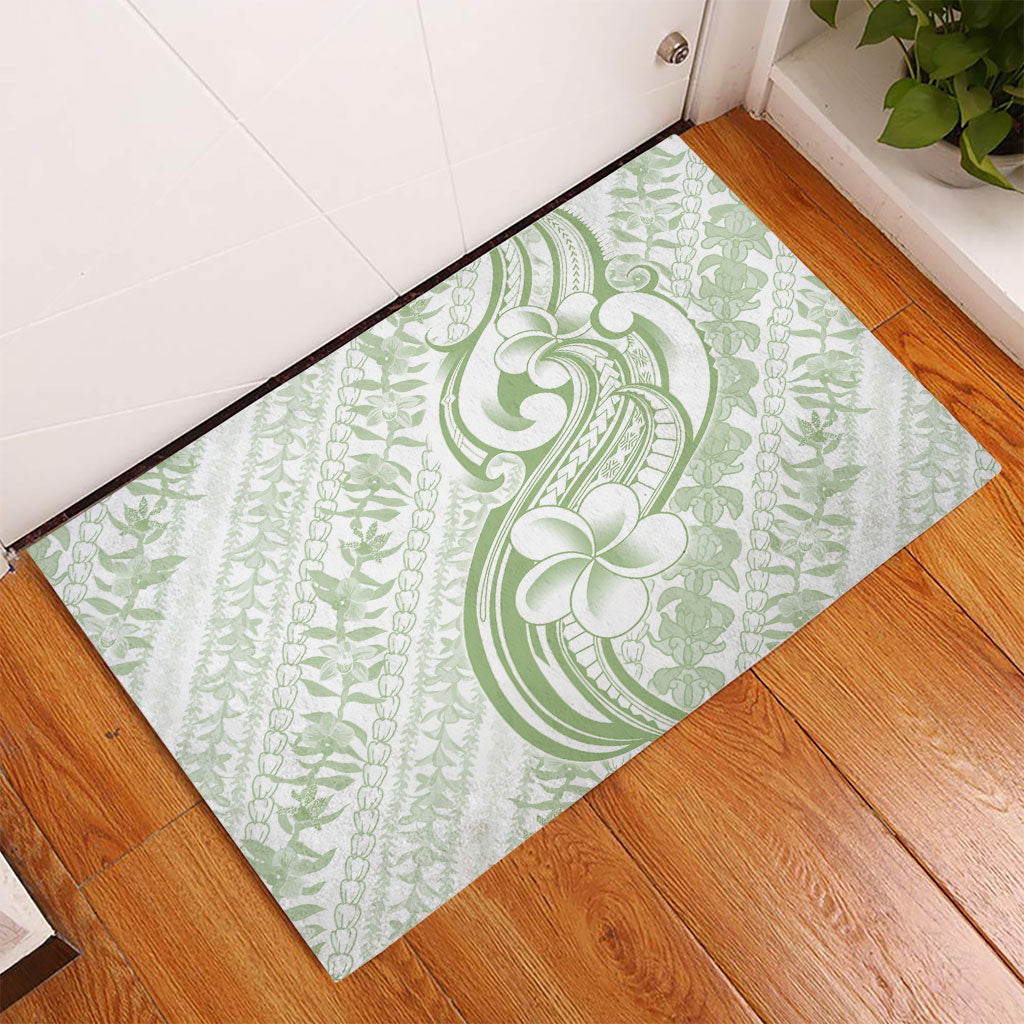 Hawaii Plumeria Lokelani Pikake Lei Rubber Doormat Oma'oma'o Polynesian Tattoo