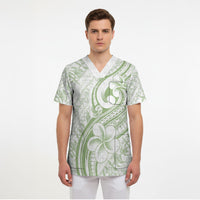 Hawaii Plumeria Lokelani Pikake Lei Scrub Top Oma'oma'o Polynesian Tattoo