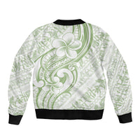 Hawaii Plumeria Lokelani Pikake Lei Sleeve Zip Bomber Jacket Oma'oma'o Polynesian Tattoo