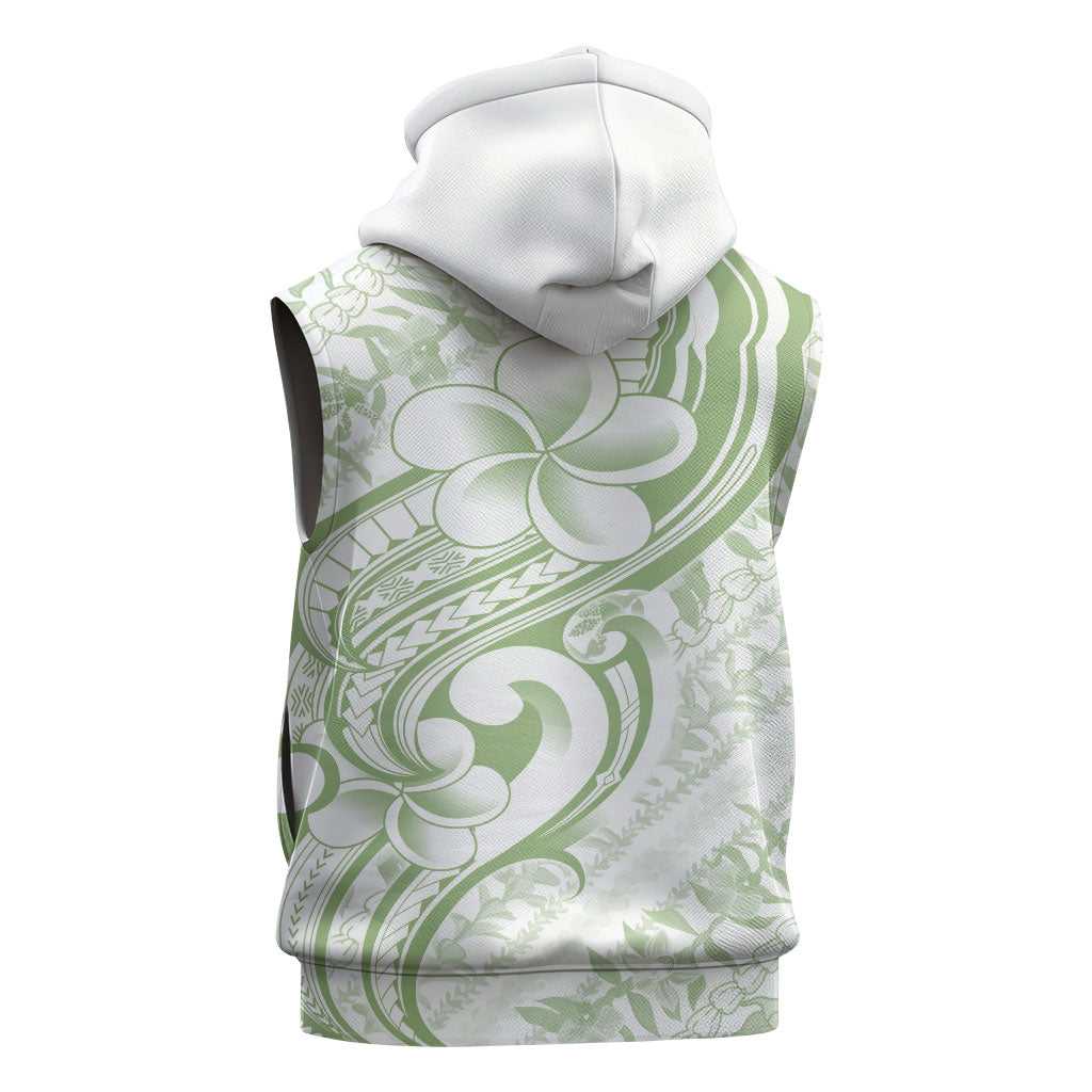 Hawaii Plumeria Lokelani Pikake Lei Sleeveless Hoodie Oma'oma'o Polynesian Tattoo LT9 - Polynesian Pride