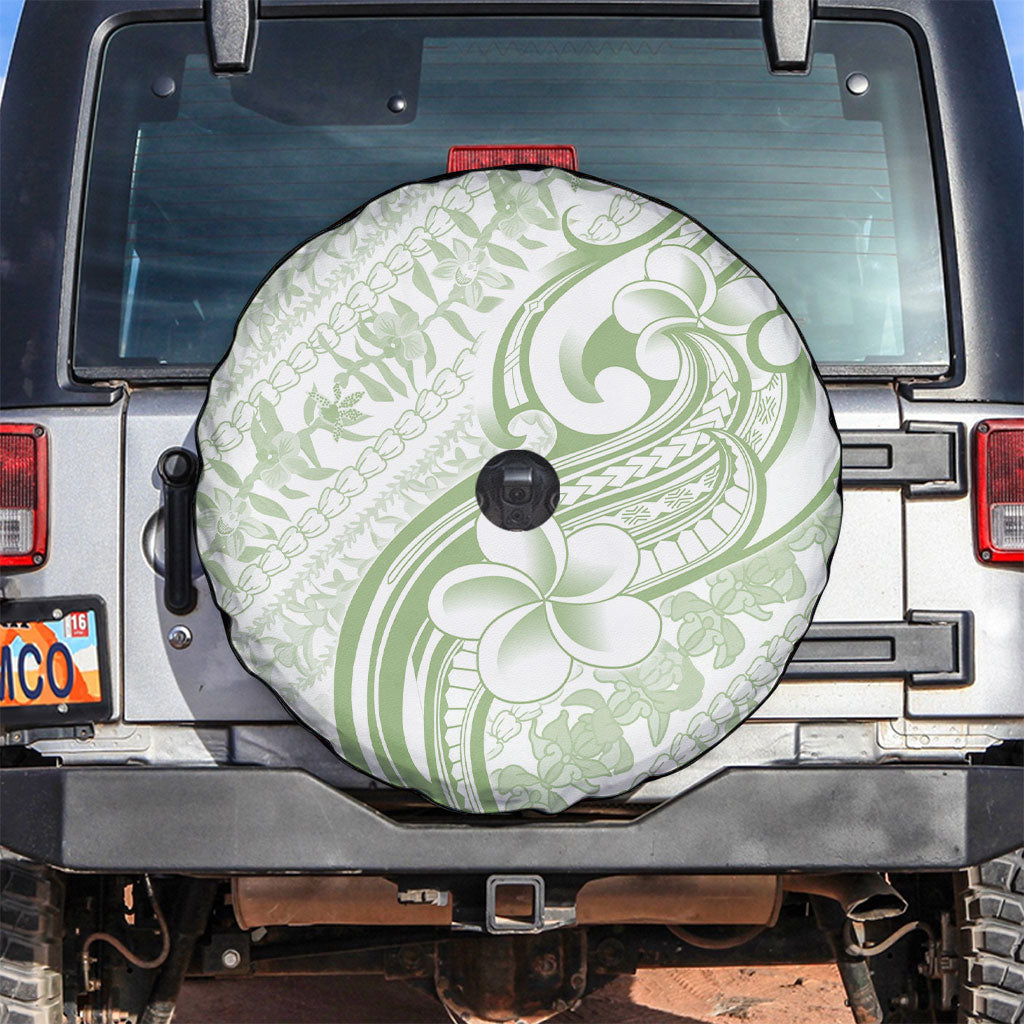 Hawaii Plumeria Lokelani Pikake Lei Spare Tire Cover Oma'oma'o Polynesian Tattoo LT9 Green - Polynesian Pride