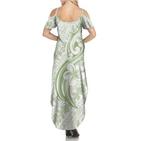 Hawaii Plumeria Lokelani Pikake Lei Summer Maxi Dress Oma'oma'o Polynesian Tattoo LT9 - Polynesian Pride