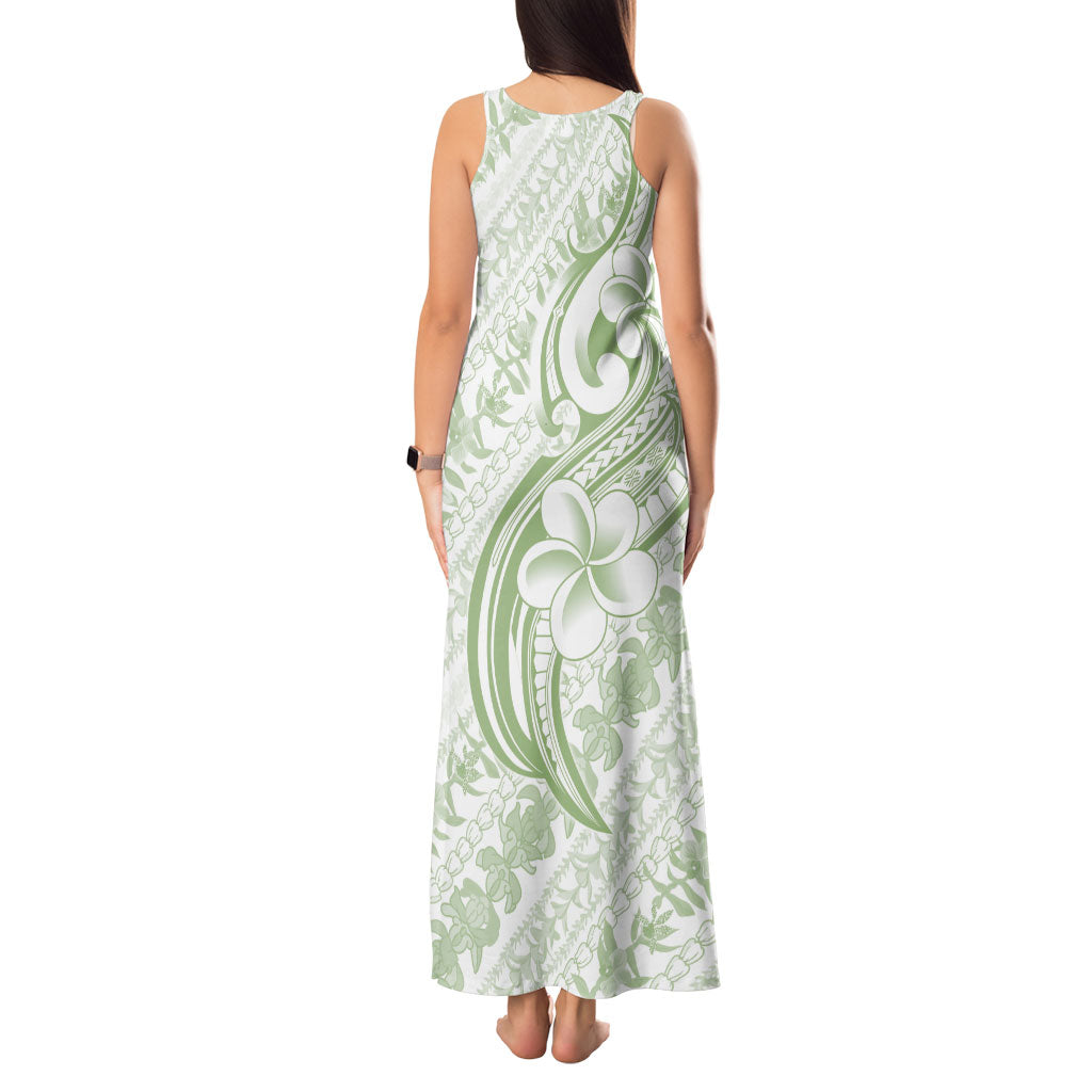 Hawaii Plumeria Lokelani Pikake Lei Tank Maxi Dress Oma'oma'o Polynesian Tattoo LT9 - Polynesian Pride