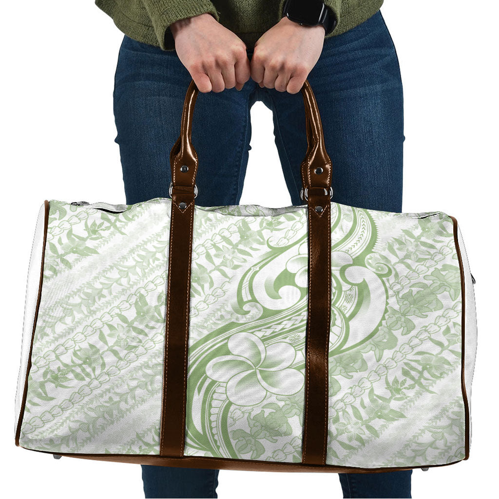 Hawaii Plumeria Lokelani Pikake Lei Travel Bag Oma'oma'o Polynesian Tattoo LT9 Green - Polynesian Pride