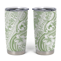 Hawaii Plumeria Lokelani Pikake Lei Tumbler Cup Oma'oma'o Polynesian Tattoo LT9 Green - Polynesian Pride
