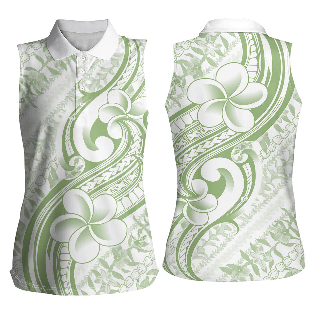 Hawaii Plumeria Lokelani Pikake Lei Women Sleeveless Polo Shirt Oma'oma'o Polynesian Tattoo LT9 - Polynesian Pride