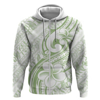Hawaii Plumeria Lokelani Pikake Lei Zip Hoodie Oma'oma'o Polynesian Tattoo LT9 Zip Hoodie Green - Polynesian Pride