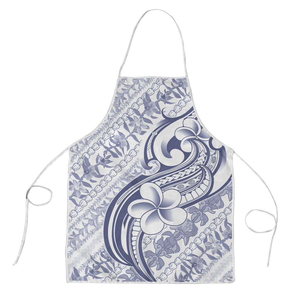 Hawaii Plumeria Lokelani Pikake Lei Apron Navy Blue Polynesian Tattoo