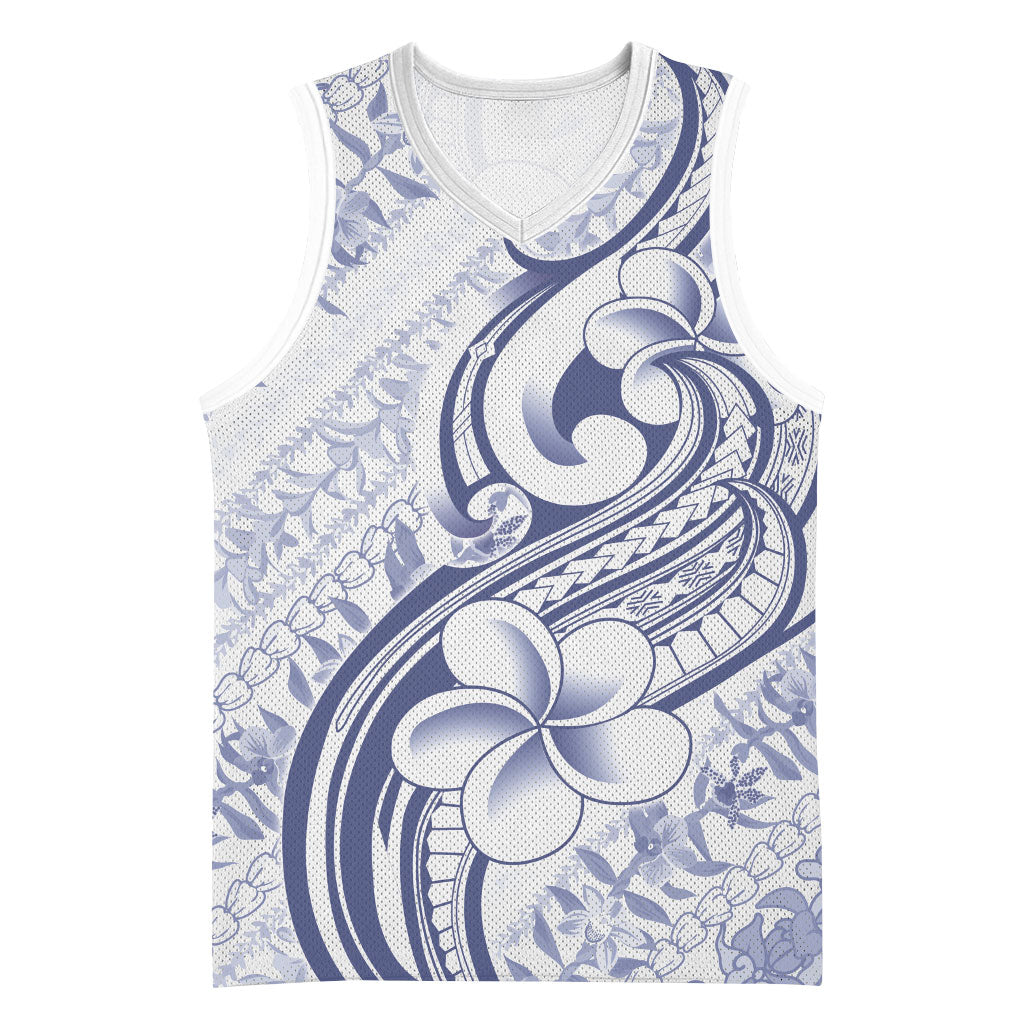 Hawaii Plumeria Lokelani Pikake Lei Basketball Jersey Navy Blue Polynesian Tattoo LT9 Unisex Navy Blue - Polynesian Pride
