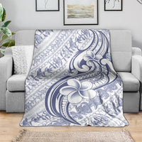 Hawaii Plumeria Lokelani Pikake Lei Blanket Navy Blue Polynesian Tattoo