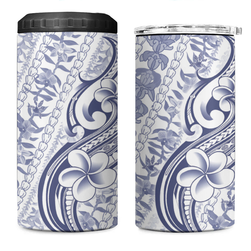 Hawaii Plumeria Lokelani Pikake Lei 4 in 1 Can Cooler Tumbler Navy Blue Polynesian Tattoo LT9 One Size: 16 oz Navy Blue - Polynesian Pride