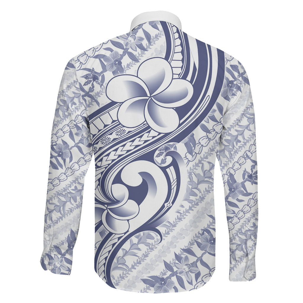 Hawaii Plumeria Lokelani Pikake Lei Family Matching Summer Maxi Dress and Hawaiian Shirt Navy Blue Polynesian Tattoo LT9 - Polynesian Pride