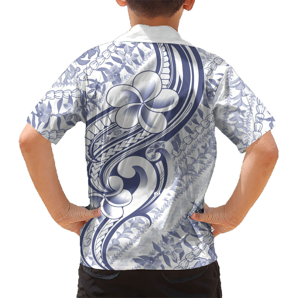 Hawaii Plumeria Lokelani Pikake Lei Family Matching Tank Maxi Dress and Hawaiian Shirt Navy Blue Polynesian Tattoo LT9 - Polynesian Pride