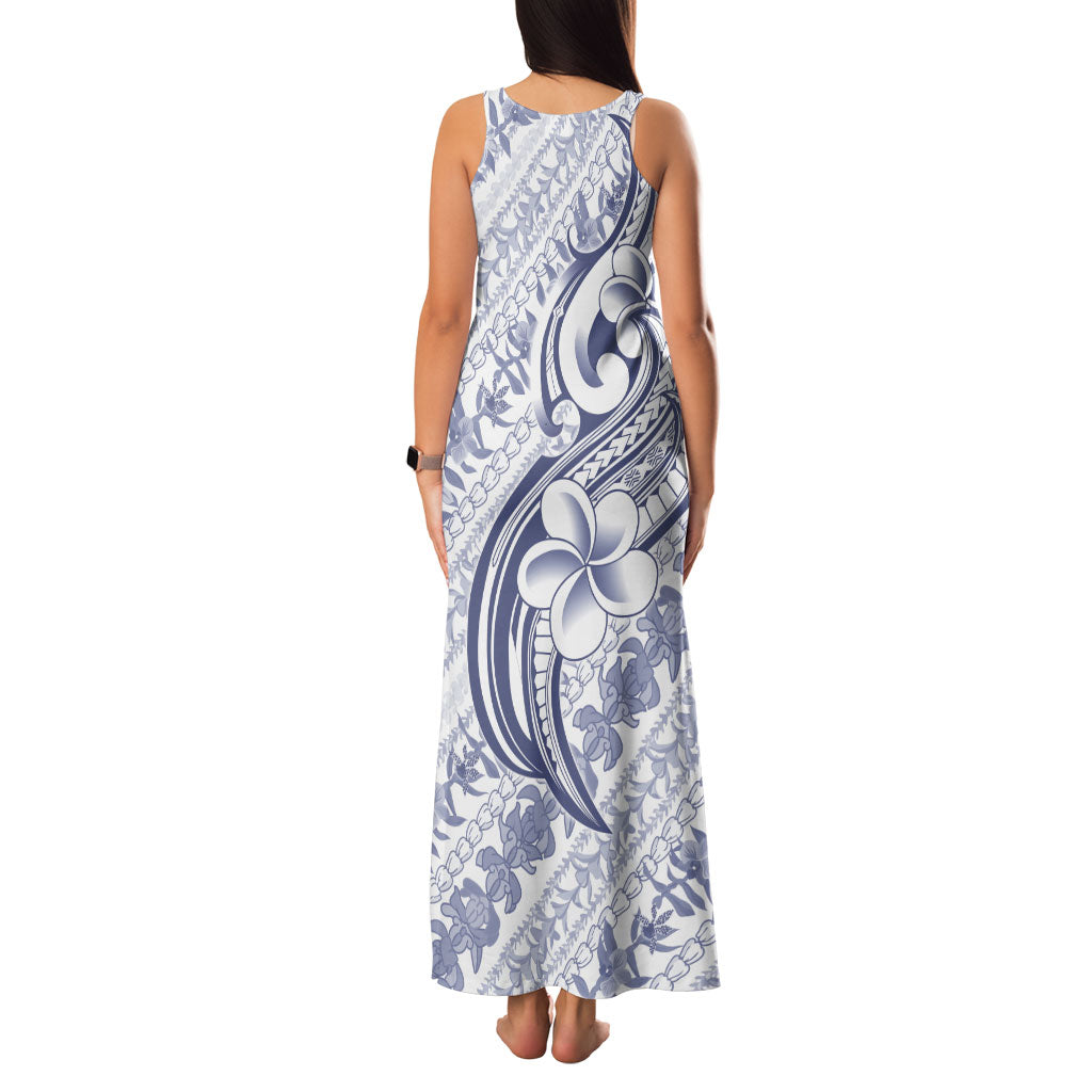 Hawaii Plumeria Lokelani Pikake Lei Family Matching Tank Maxi Dress and Hawaiian Shirt Navy Blue Polynesian Tattoo LT9 - Polynesian Pride