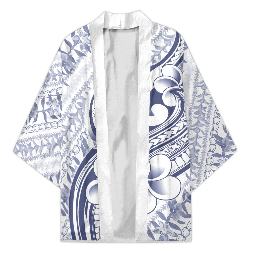 Hawaii Plumeria Lokelani Pikake Lei Kimono Navy Blue Polynesian Tattoo LT9 Unisex Navy Blue - Polynesian Pride