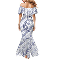 Hawaii Plumeria Lokelani Pikake Lei Mermaid Dress Navy Blue Polynesian Tattoo LT9 - Polynesian Pride