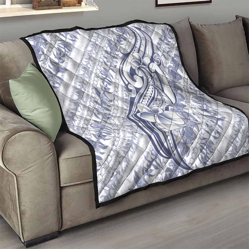 Hawaii Plumeria Lokelani Pikake Lei Quilt Navy Blue Polynesian Tattoo LT9 - Polynesian Pride