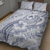 Hawaii Plumeria Lokelani Pikake Lei Quilt Bed Set Navy Blue Polynesian Tattoo LT9 - Polynesian Pride