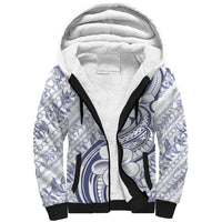 Hawaii Plumeria Lokelani Pikake Lei Sherpa Hoodie Navy Blue Polynesian Tattoo LT9 Unisex Navy Blue - Polynesian Pride